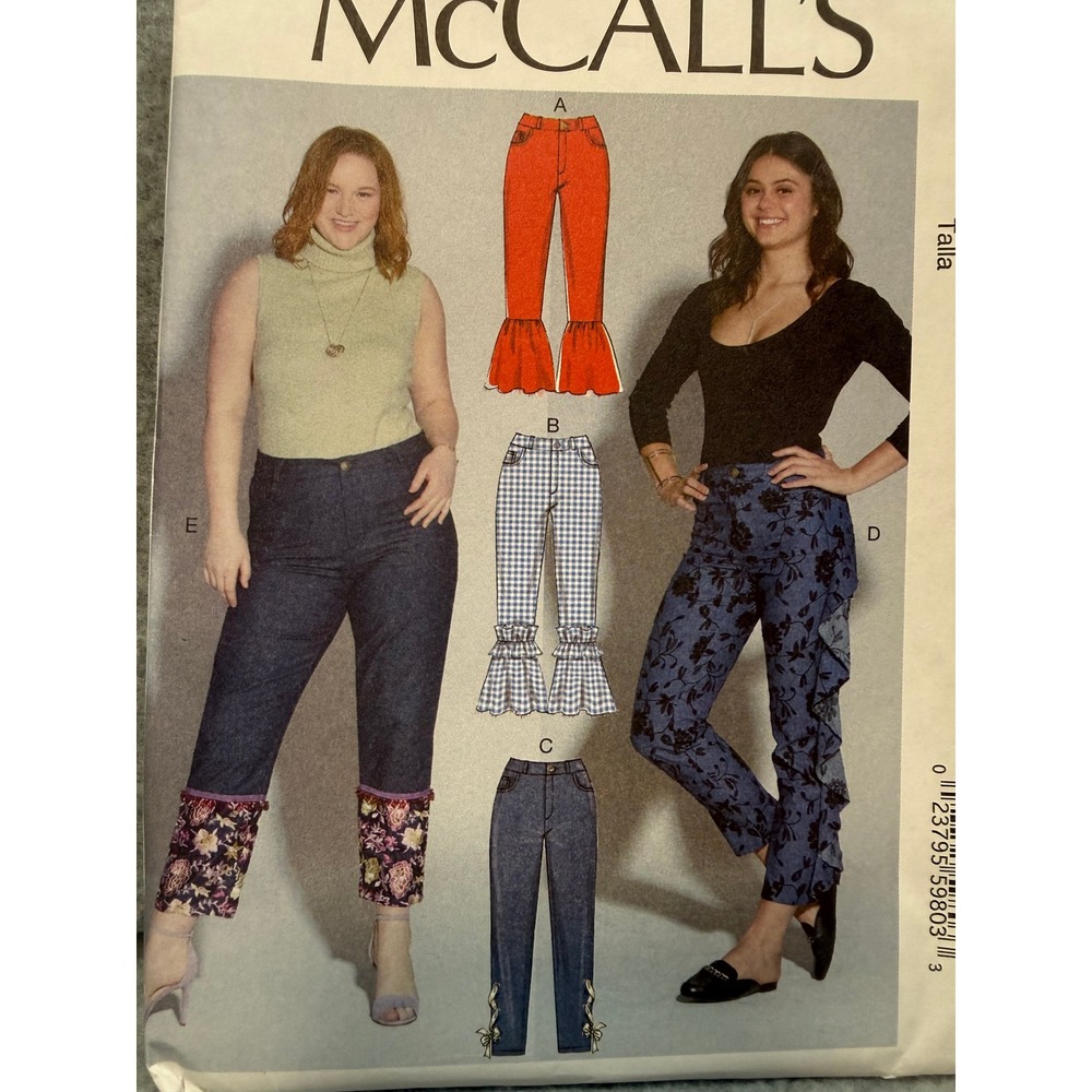 McCalls 7814 Sewing Pattern 8 10 12 14 16 Ruffle Hem Pants Boho Uncut FF Y2K